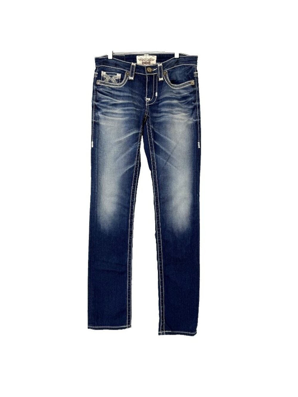 Big Star Liv Straight Leg Blue Jeans Womens size 26R Low Rise Stretch 30 x 33